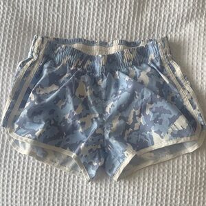 Adidas Light Blue Camo Athletic Shorts with White Trim